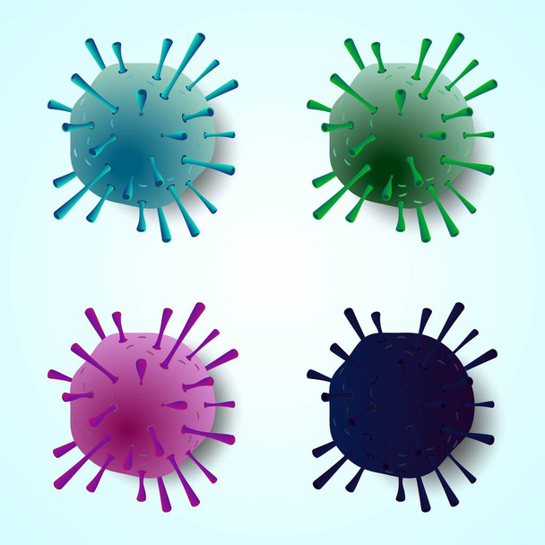 Colorido conjunto corona vírus com cores diferentes
 - Vetor, Imagem