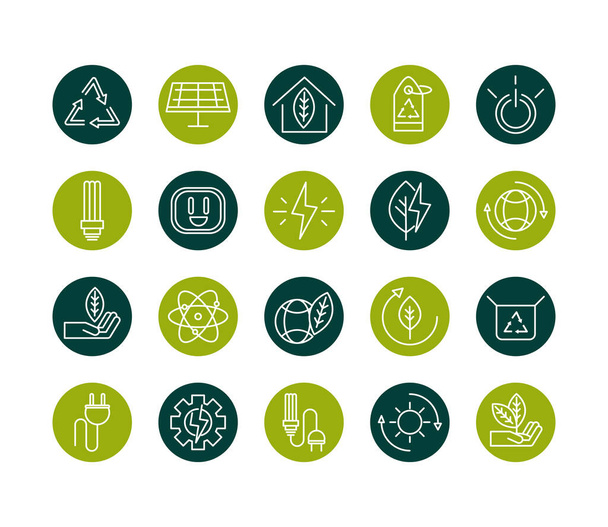 sustainable energy alternative renewable ecology icons set block line style icon - Vector, afbeelding