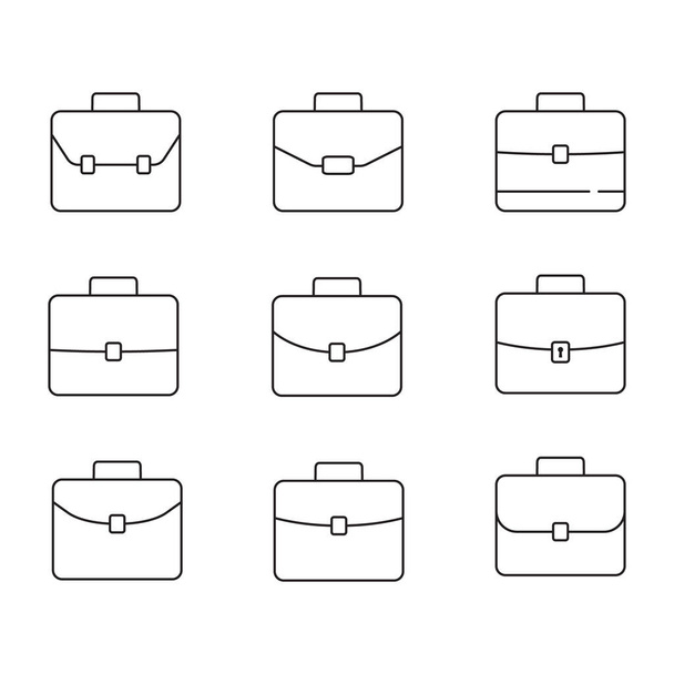 Icône de ligne de mallette, pictogramme de style linéaire isolé sur blanc. Valise, symbole portefeuille. - Vecteur, image