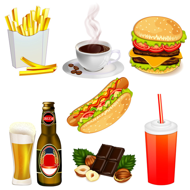 Set of fast food icons - Вектор, зображення