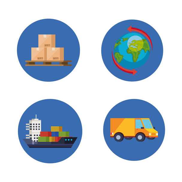 logistické služby s nastavenými ikonami - Vektor, obrázek