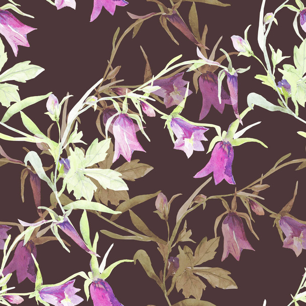 Watercolor bells. Pattern seamless . Image on white and color background. - Valokuva, kuva