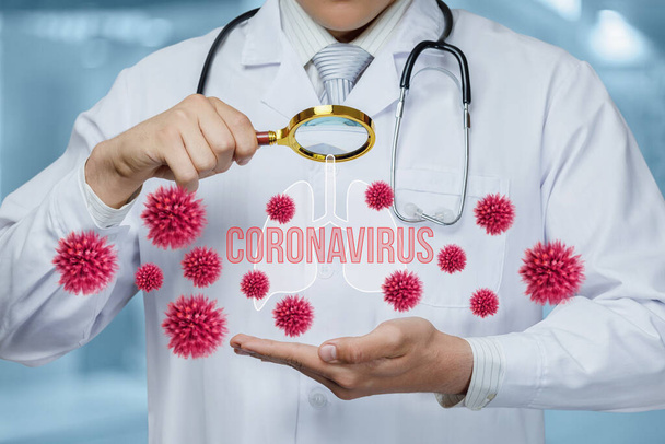 A vírusok és a koronavírus koncepcióvizsgálata. - Fotó, kép