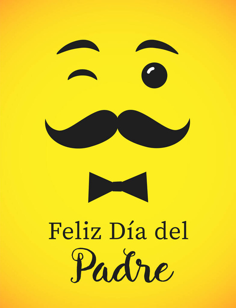 Dünyanın en iyi babası, dünyanın en iyi babası İspanyolca konuşuyor. Mutlu Babalar Günü - Feliz dia del Padre - alıntılar. Tebrik kartı, etiket, rozet vektörü. Göz kırpan gülüşlü bıyık - Vektör, Görsel