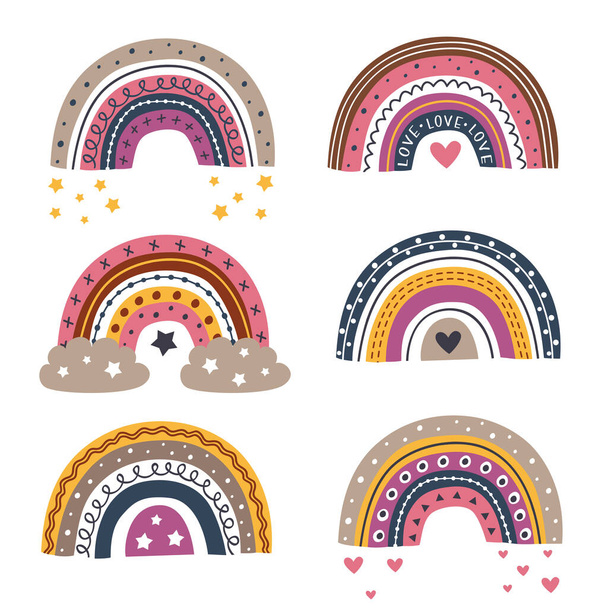 set of isolated beautiful rainbows part 1 - vector illustration, eps     - Vector, afbeelding