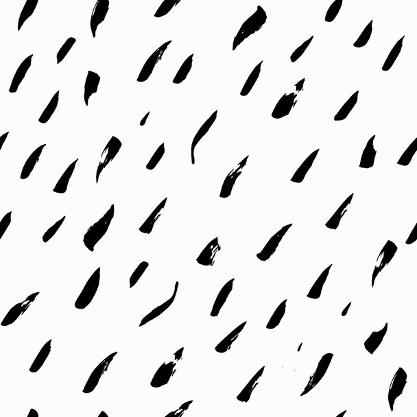 Ink black strokes on a white background. Seamless pattern. Dashes, lines drawn with a brush. Monochrome - Vector, Image