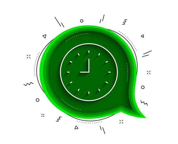 Clock line icon. Chat bubble with shadow. Time sign. Office Watch or Timer symbol. Thin line clock icon. Vector - Vetor, Imagem