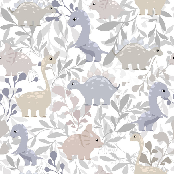  seamless paisley pattern with dinosaurs. seamless modern background for kids - Вектор,изображение
