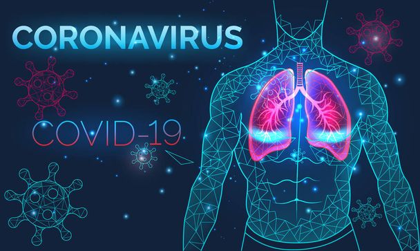 Sick human lungs, respiratory diseases, pneumonia, coronavirus, flu, cough and bronchitis. disease prevention, banner with human body organs, anatomy, breathing and healthcare, vector illustration. - Vector, Image
