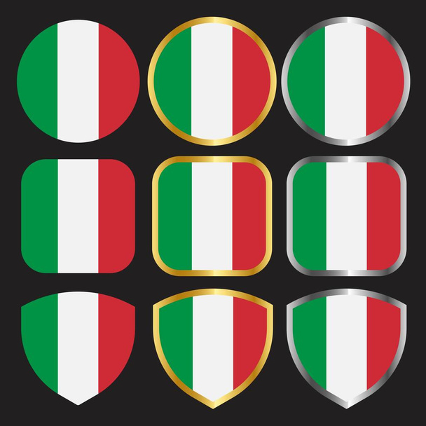 Italian lippu vektori kuvake asetettu kulta ja hopea rajalla
 - Vektori, kuva