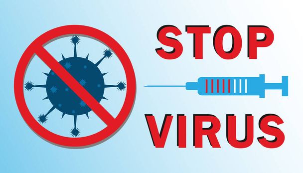 Medical banner against a dangerous virus with a syringe and the text stop virus. Campaigning vaccination in medical institutions. - Вектор, зображення