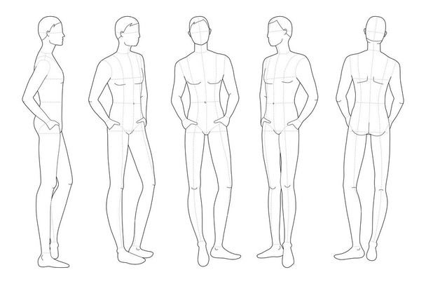 Fashion template of relaxing stand men.  - Vector, Image