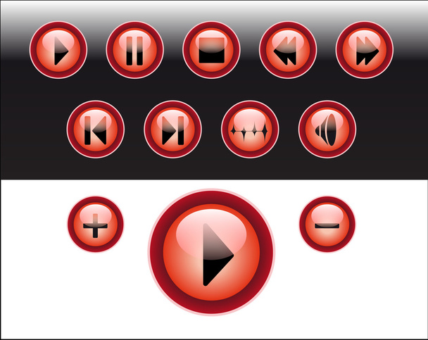 Red shiny media player buttons - Вектор, зображення