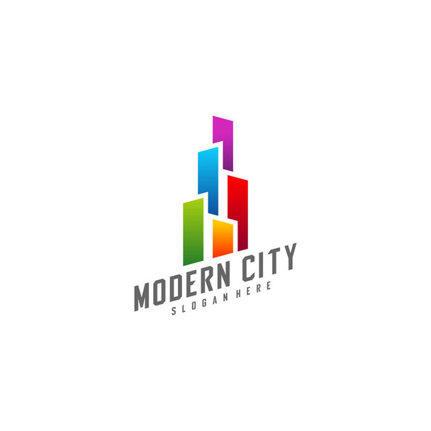 Modern Şehir Logo Tasarım Vektör Şablonu, Emlak Logosu Konsepti, Amblem, Tasarım Konsepti, Yaratıcı Sembol, Simge Simgesi, Simge - Vektör, Görsel