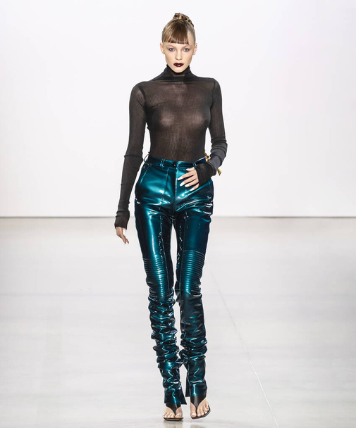 New York, New York - Feb. 08, 2020: Aga Wojtasik walks the runway at LaQuan Smith Fall Winter 2020 Fashion Show - Photo, Image