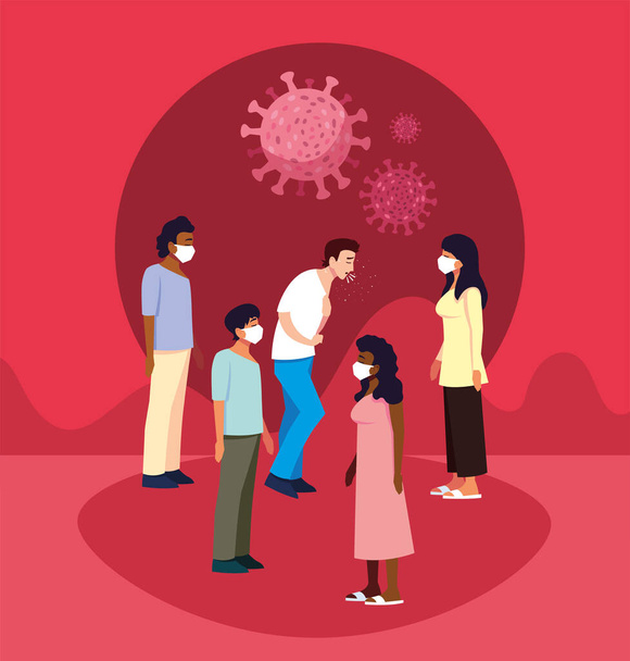 mensen die geïnfecteerd zijn met het coronavirus hebben symptomen - Vector, afbeelding
