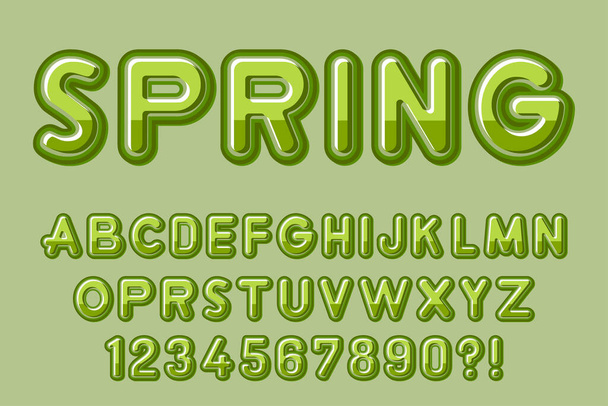 Modern 3D green Alphabet Letters, Numbers and Symbols. Sweet Typography . Vector - Vector, Image
