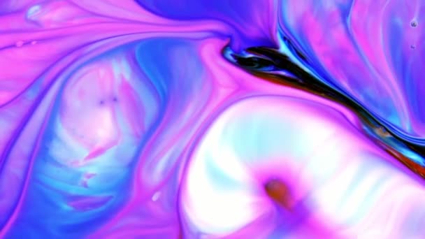 Abstract background with psychedelic painting in colorful vivid colors. Organic effect with fluid painting moving and sliding slowly. Swirls and spreading. - Footage, Video