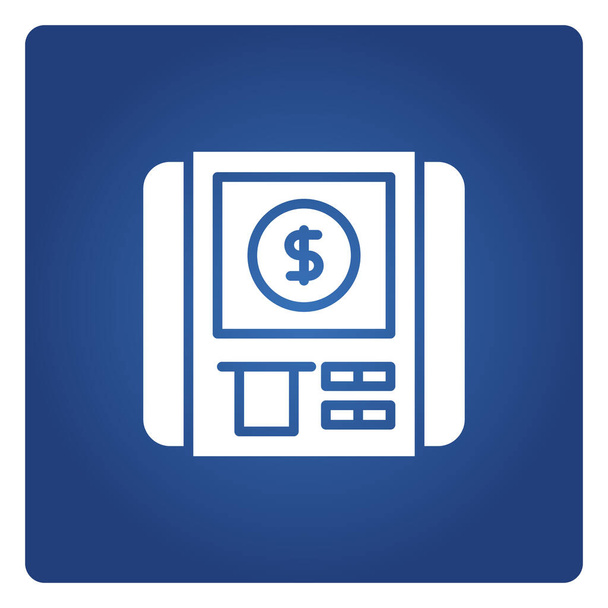 ATM, automated teller machine in blue background - Vector, Image