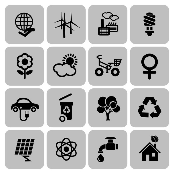 conjunto de ícones de ecologia - Vetor, Imagem