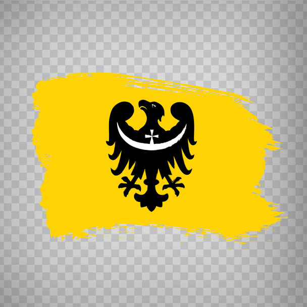 Zászló alsó sziléziai ecsetvonások. Flag of Lower Silesian Voivodeship átlátszó háttérrel a weboldal design, app, UI. Lengyel Köztársaság. Részvény vektor. EPS 10. - Vektor, kép