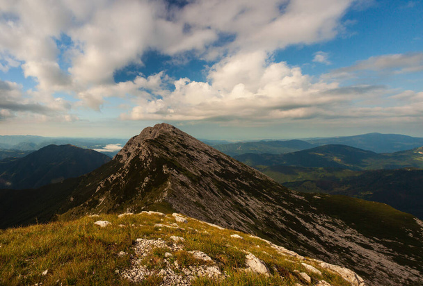 Top view from the Vogel mountain part of southern Julian Alps and Triglav National Park heritage of Slovenia - 写真・画像