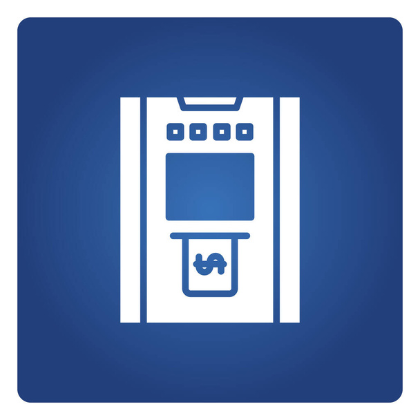 ATM, mavi arka planda otomatik veznedar makinesi - Vektör, Görsel