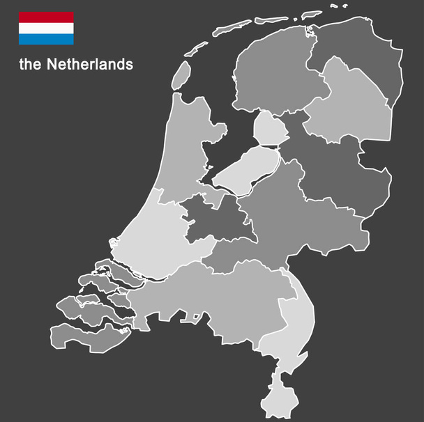 silhouette of the netherlands and the regions - Vector, Image