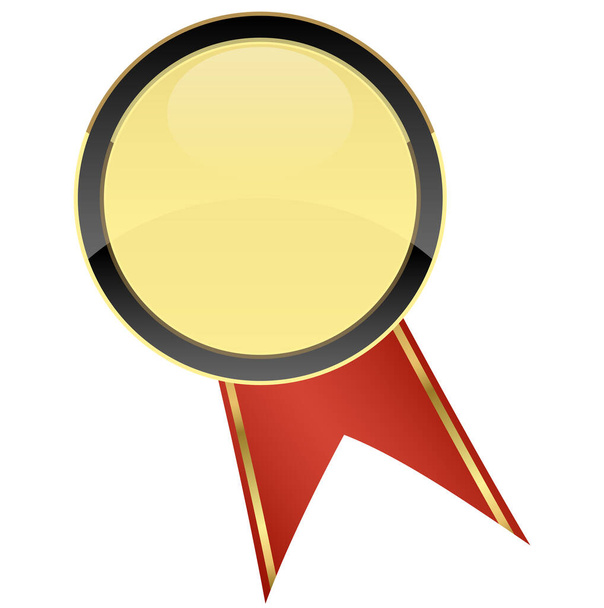 gold seal of quality template with red ribbons - Vector, Image
