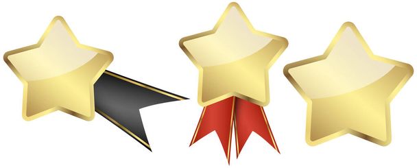 gold quality star template with or without red ribbons - Vector, Image