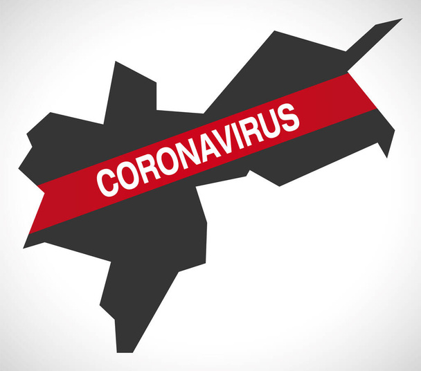 Basel City SWITZERLAND kantonin kartta, jossa Coronavirus varoituskuva
 - Vektori, kuva