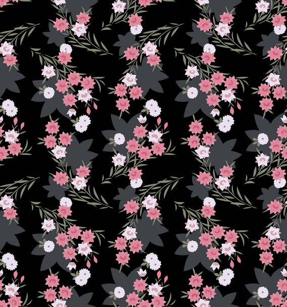 Japanese Pink Flower Vector Seamless Pattern - Vector, Imagen