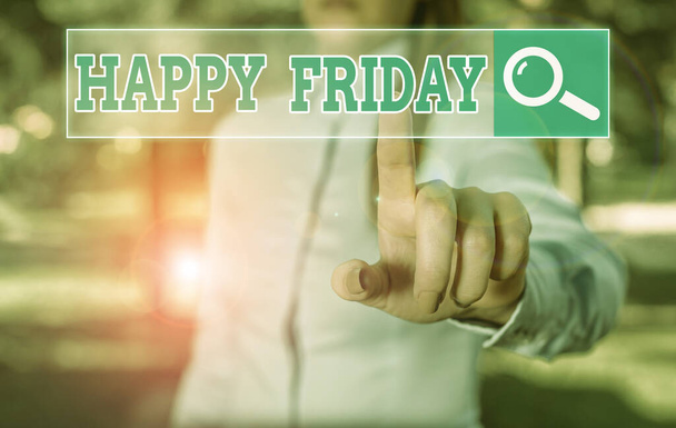 Text sign showing Happy Friday. Conceptual photo Greetings on Fridays because it is the end of the work week. - Fotoğraf, Görsel