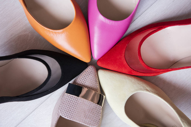 colorful woman shoes in detail - 写真・画像