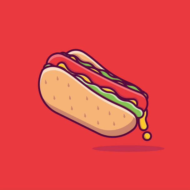 Hotdog Vector Icon Illustration. Fast Food Collection. food Cartoon Style Geeignet für Web Landing Page, Banner, Aufkleber, Hintergrund. - Vektor, Bild