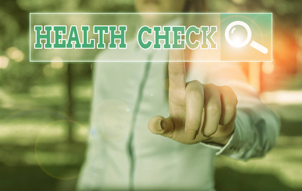 Text sign showing Health Check. Conceptual photo thorough physical examination A medical checkup of oneself. - Photo, Image
