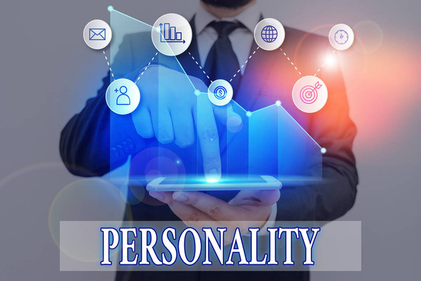 Wortschreibweise Text Persönlichkeit. Geschäftskonzept für Kombinationsmerkmale, die individuellen Charakter bilden. - Foto, Bild