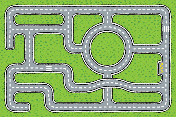 Grand modèle de routes avec des croisements, des virages et un fond d'herbe verte
 - Vecteur, image