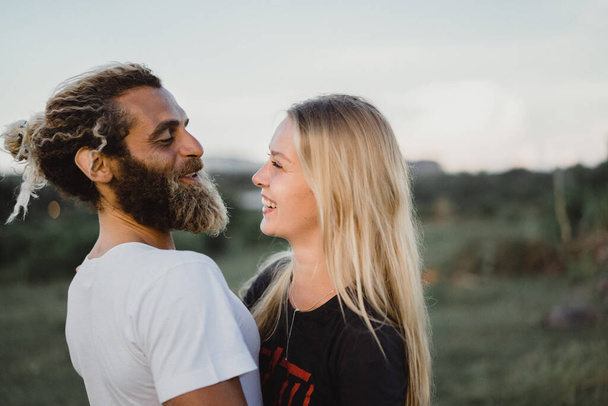 Smiling couple in love outdoors. - Photo, Image