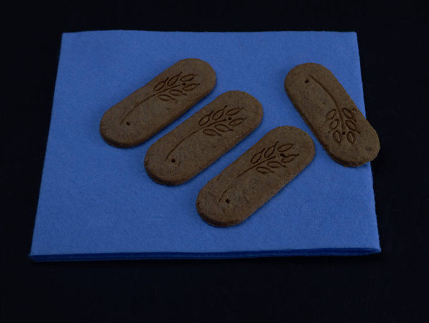 diet cookies lies on a blue background - Photo, Image