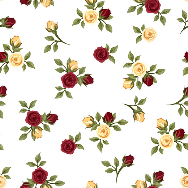 Vintage seamless pattern with roses. Vector illustration. - Vektör, Görsel