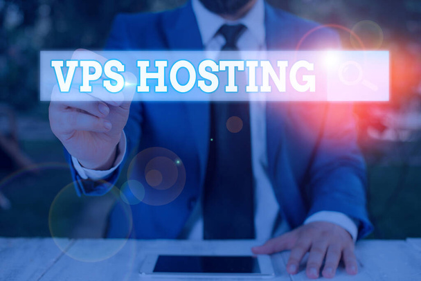 Konceptualne pismo pokazujące Vps Hosting. Business photo text naśladuje dedykowany serwer we wspólnym środowisku hostingowym. - Zdjęcie, obraz