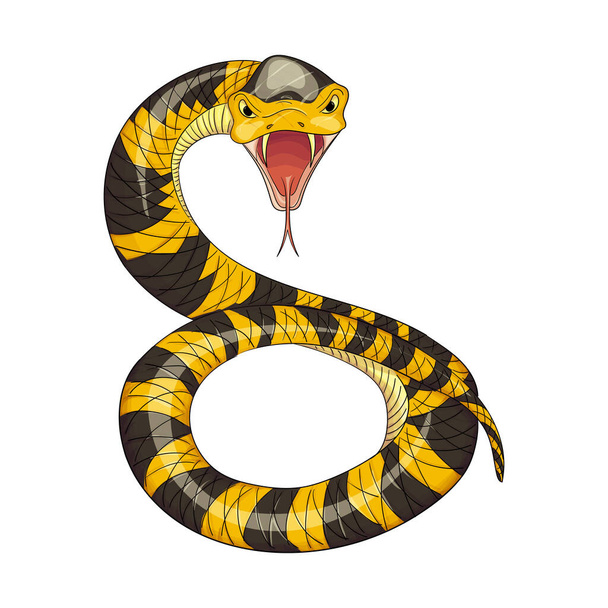 Zlatě lemované karikatury styl jedovatý had. - Vektor, obrázek