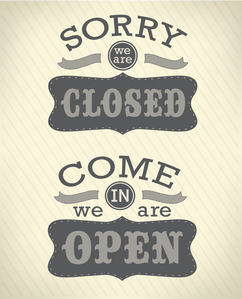 Open and Closed Vintage retro signs - Vector, afbeelding