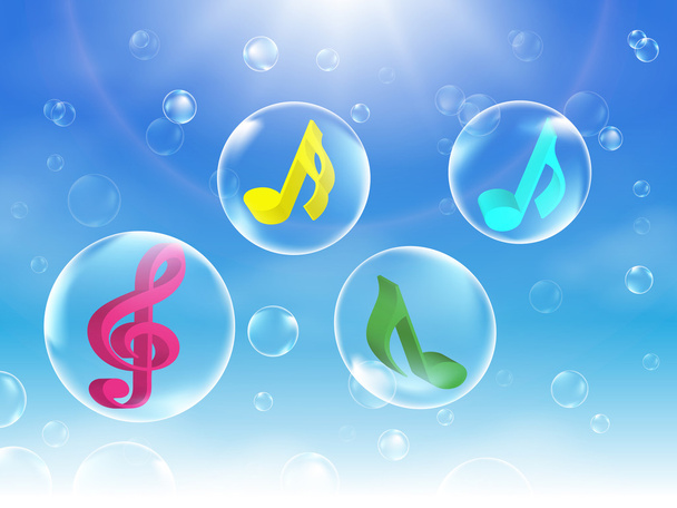 Ilustración colorida del vector de burbujas musicales
 - Vector, Imagen