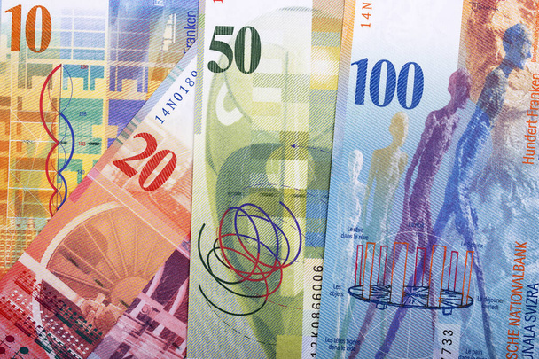 Ελβετικά χρήματα - Francs a business background - Φωτογραφία, εικόνα