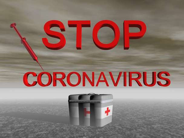 arrêter le coronavirus et le ciel - rendu 3d - Photo, image