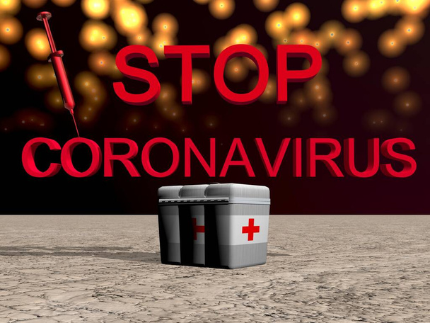 stoppen met coronavirus en lucht - 3d rendering - Foto, afbeelding