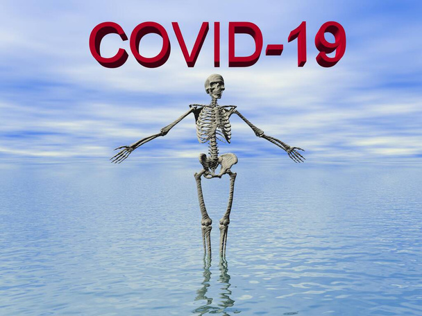 megállítani a koronavírus és az ég - 3d renderelés - Fotó, kép