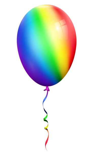 Single realistic rainbow 3d ballon isolated on white background - Vector, Image